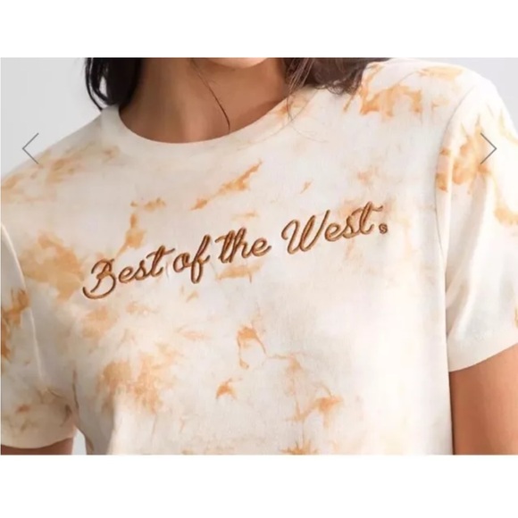 Sterling & Stitch Best Of The West Tie Dye Cream Cropped T Shirt NWOT Size XS - Picture 5 of 10